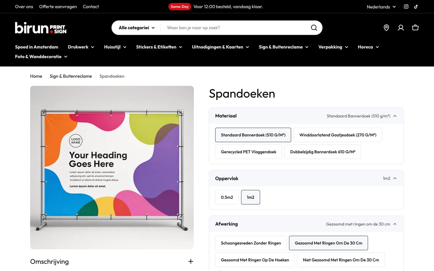 Productpagina op birun.nl