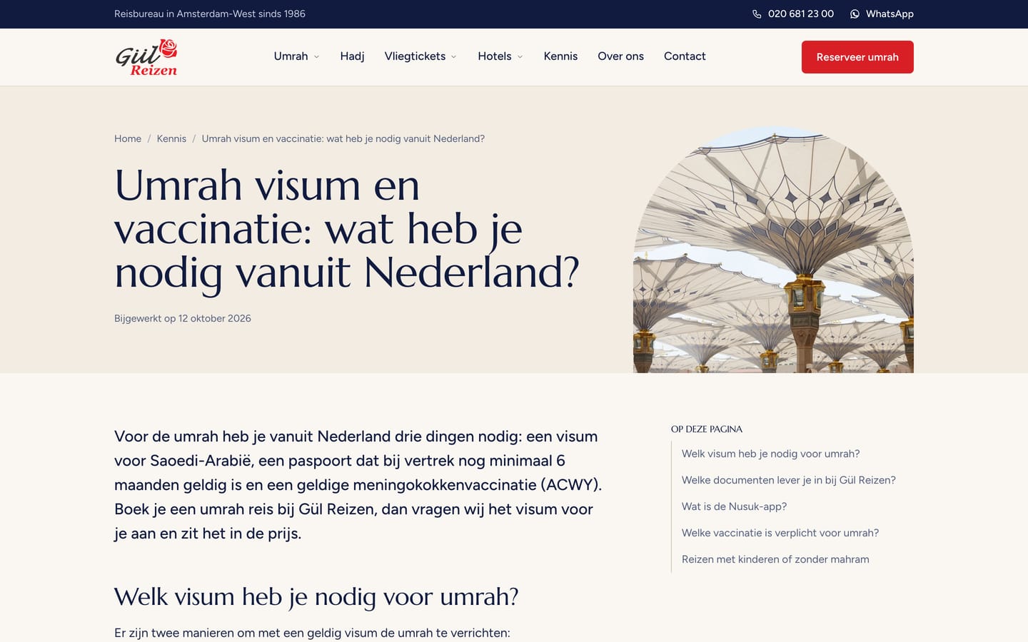 Pagina op gulreizen.nl