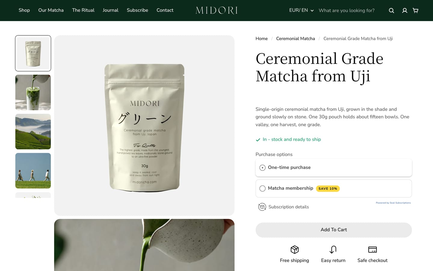 Productpagina op midoricha.com