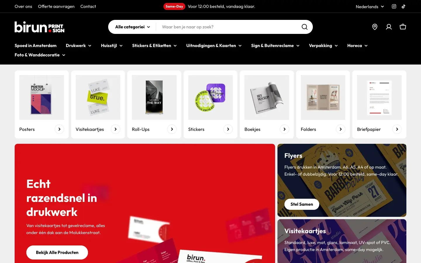 Opname van de website birun.nl