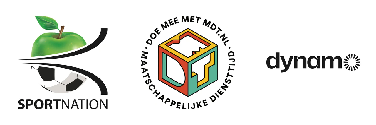 De logo's van Sportnation, MDT en Dynamo naast elkaar